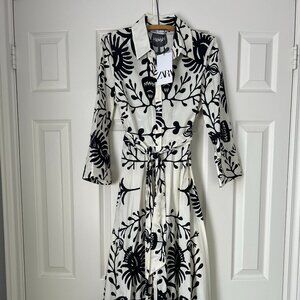 Zara Button Down Printed Dress